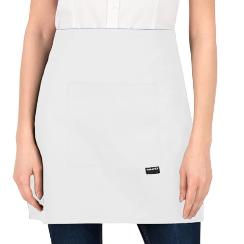PALLTEX AMAYA Kochschürze Männer Kurz Kochschürze Damen Kurz Schürze Damen Schürze Herren für Kochen Basteln Malen Backen (Weiss)