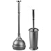 mDesign Hidden Plunger and Brush Set for Toilet Bowl - Modern Toilet Brush and Plunger Set - Brush Cleaner and Plunger Combo with Holder Caddy for Bathroom - Hyde Collection - Set of 2 - Charcoal Gray