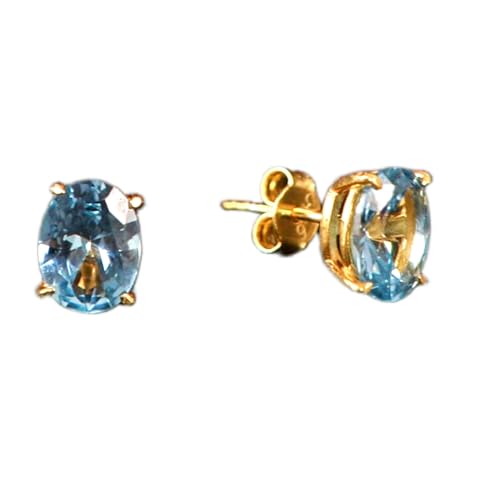 Boucles d'oreilles aigue-marine naturelle et argent 925 doré, l'élégance intemporelle