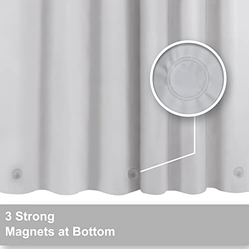 Image of Barossa Design Gray Silver Long Shower Curtain Liner 78 inch Height - 3 Magnets & Waterproof Lightweight PEVA Shower Liner for Bath Tub, PVC Free, Metal Grommets, Silver Gray, 72x78