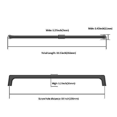 Image of 9BUILD 10 Pack Matte Black Cabinet Pulls 10 Inch Kitchen Cabinet Handles Cabinet Hardware Kitchen Handles for Cabinets Cupboard Handles Black Dresser Pulls Drawer Handle