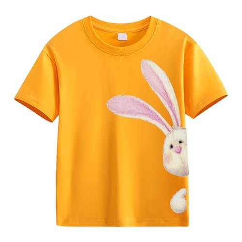 Kids Easter Shirt Boys Girls Graphic Tees Toddler Bunny Short Sleeve T-Shirt Top Cute Print Cotton