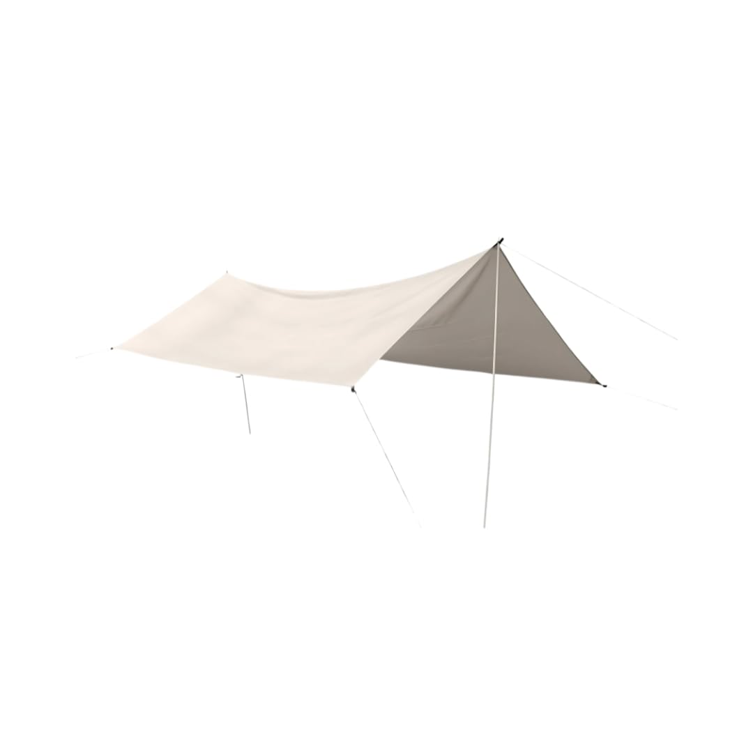 Defacto Sonnensegel Rechteckig 3x4m UV-Schutz & Wetterschutz Sonnenschutz Set inkl. Befestigungsseile mit 2 Stangen, für Balkon, Terrasse, Camping, Polyester | Beige