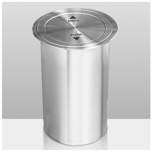 WOTZOV Eingebauter Mülleimer für die Arbeitsplatte mit Schwingdeckel, Abfallbehälter aus Edelstahl für die Küche, runder Abfalleimer mit Ausgleichsklappe, kreativer Abfallschach