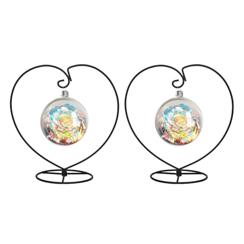 FOSINZ Soporte de exhibición de adornos, 2 paquetes de soporte colgante de hierro, ganchos para colgar globo de vidrio, planta de aire, bola de terrario, adorno de Navidad, decoración del hogar y boda