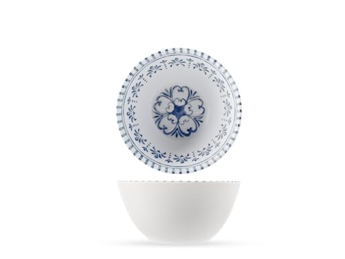 H&H, Set 6 Ciotole Azulejo in Melamina 100% Decorata – 15cm, Idonee al Lavaggio in Lavastoviglie