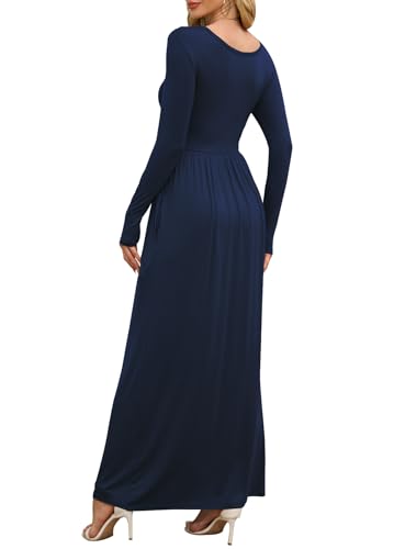 Image of DEARCASE Women's Maxi Dress Long Sleeve Crewneck Empire Waist Long Dresses