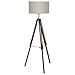 Produktbild EGLO Stehlampe Lantada, 1 flammige Stehleuchte Vintage, Standleuchte aus Holz, Stahl und Textil, Wohnzimmerlampe in Dunkelbraun und Taupe, Lampe mit Schalter, E27 Fassung