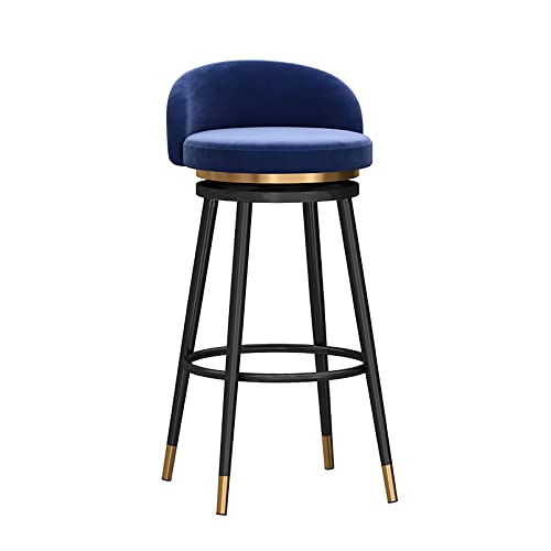 Tabouret de bar pivotant à 360° rustique avec assise rembourrée en velours