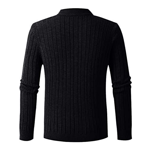 Mens Crewneck Pullover Sweater Knitting Versatile Stand Long Sleeve Cardigan Sweater Mens Crewneck Pullover2