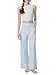 CIDER Womens Mid Waist Wide Leg Pants Striped Casual Business Bottoms with Pockets Baby Blue