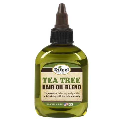 Difeel Tea Tree Hair Oil Blend - Travel Size 2.5 Ounce - Scalp & Hair Moisturizing Oil Lightweight Hair and Scalp Treatment for Dry Scalp and Hair Care, Tea Tree Oil Blend