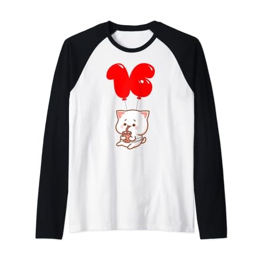 Gatito de té de burbujas - 16 Cumpleaños - Fiesta De Globos Camiseta Manga Raglan