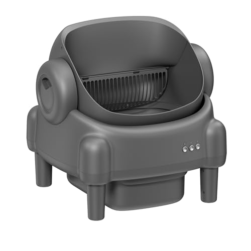 Paruuntys Self Cleaning Litter Box,Open Top Automatic Cat Litter Box with App Control for Multiple Cats, Safety Sensors for Cat Protection, Odor Control Includes Trash Bags,Large Waste Bin，Dark Grey