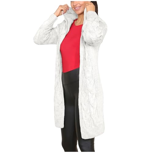 Cardigan long pour femme en tricot torsadé à manches longues taille S au 3XL