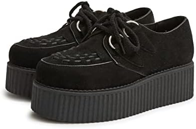 Women's Chunky Lace up Platform Classic Creeper Shoes (DR1) 10 Black