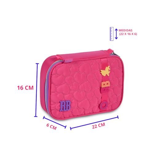Kit Mochila Escolar Rebecca Rodinhas com Lancheira e Estojo Box RB Original (ROSA)