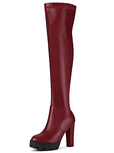 Bottes hautes talon épais bordeaux finis les pieds douloureux en 39