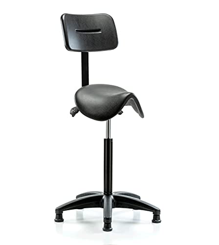 Perch Saddle Stool with Back and Stationary Caps