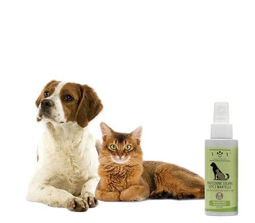 Protección solar en spray natural y vegetal para perros y gatos – para la piel y el pelaje – Solución lista para usar contra los rayos UV – Apto para todos los tipos de pelo, línea 101 (100 ml)