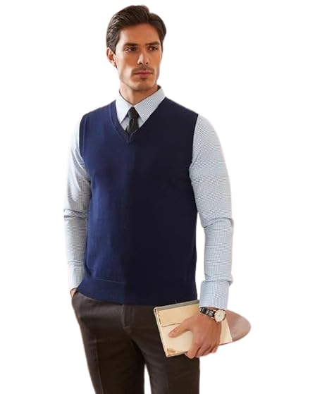 Mens Woolen V-Neck Sleeveless Soft & Lightweight Comfortable Fit for Formal, Office & Casual Sweaters for Winter wear-M-image-17