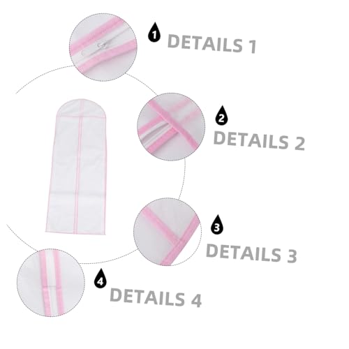 PRETYZOOM 1Pc Wedding Gown Garment Bag Long Protective Pouch for Bridal Clothes Breathable Non Woven Trimmed Dress Cover for Storage and Travel2