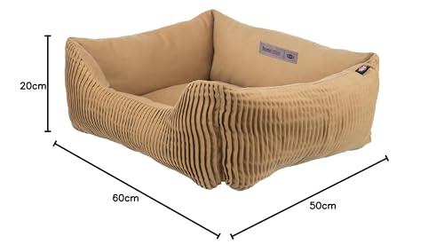 Trixie Hundebett Marley 60 x 50 cm in Ocker – eckiger Hundekorb für kleine Hunde - gemütliches Hundekörbchen mit hochwertigem Canvas Baumwollbezug - weich & waschbar - 37693