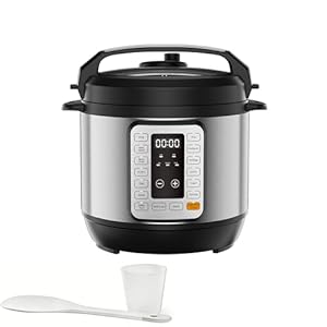 Simple Deluxe 6QT Electric Pressure Cooker, 16-in-1 & Non-Stick Stainless Steel Multi Cooker with 12 Presets for Slow Cook, Meat Stew, Steam, Sauté, Canning, Yogurt Maker, Dishwasher Safe, Silver