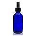 2 OZ Blue Boston Round Glass Bottle W/Black Fine Mist Sprayer - Pack of 6