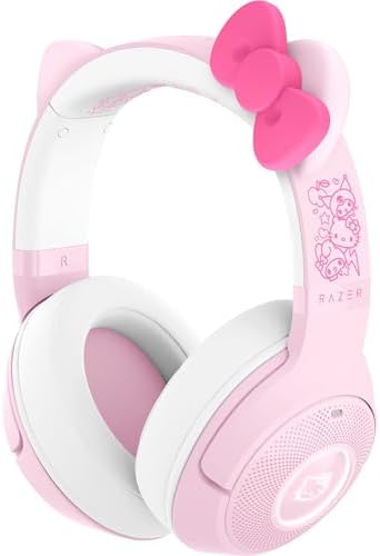 Razer Kraken Kitty V2 BT Wireless RGB Headset: Chroma RGB - Bluetooth 5.2-40 mm Drivers - 40 Hr Battery w/Type C Charging - Hello Kitty & Friends Edition