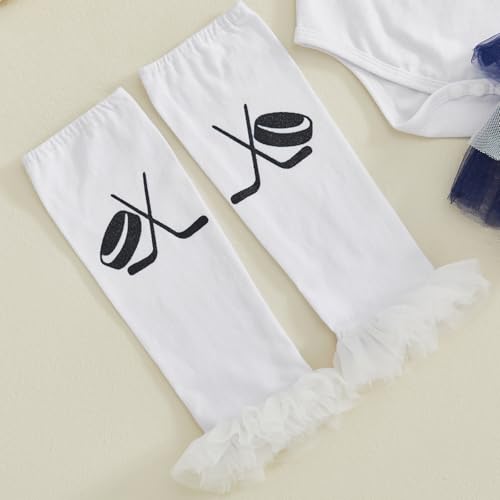Newborn Baby Girl Fall Clothes Ice hockey Long Sleeve Romper Mesh Tutu Skirt Leg Warmer Headband Set4