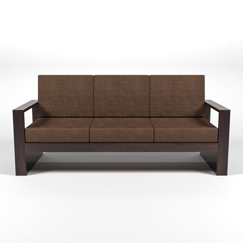 Image of Solid Sheesham Wood 5 Seater Sofa Set (3+2) - Elegant Wooden Sofa Set for Your Stylish Living Room & Home (Design 1)