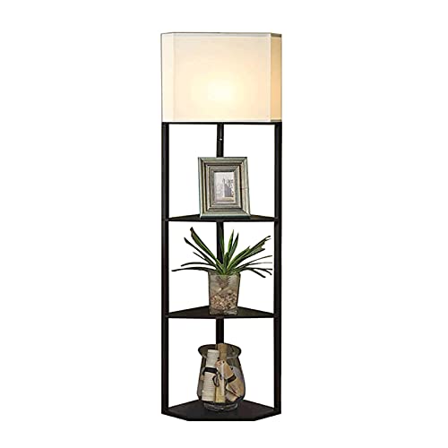 Lampadaire salon étagères ouvertes bois luminaire chambre HJLJKG