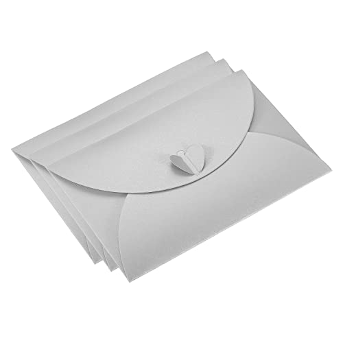 Enveloppe carte cadeau PATIKIL argentée avec fermoir cœur pour mini photo et mot d'amour