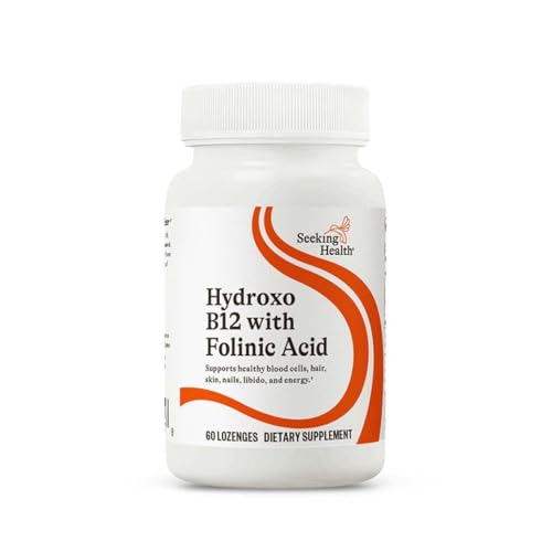 Seeking Health Hydroxo B12 with Folinic Acid - Supplement with Non-Methylated Form of Folate - Vitamin B12 Complex for Heart Health Support - 60 Lozenges