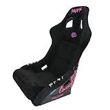 NRG Innovations NRG-FRP-302BK-DRGN-N Universal Fixed Back Bucket Seat, Special Dragon Embroidery Edition Racing Seat, Black Alcantara Seat Cover w/Mount Bracket, Size L