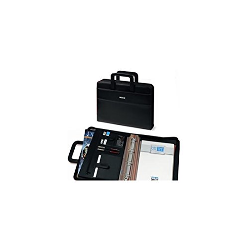 Niji 4853-N - Organizador personal (Cuero, Negro, 2 bolsillos, Cremallera, 3,5 cm, 360 mm)