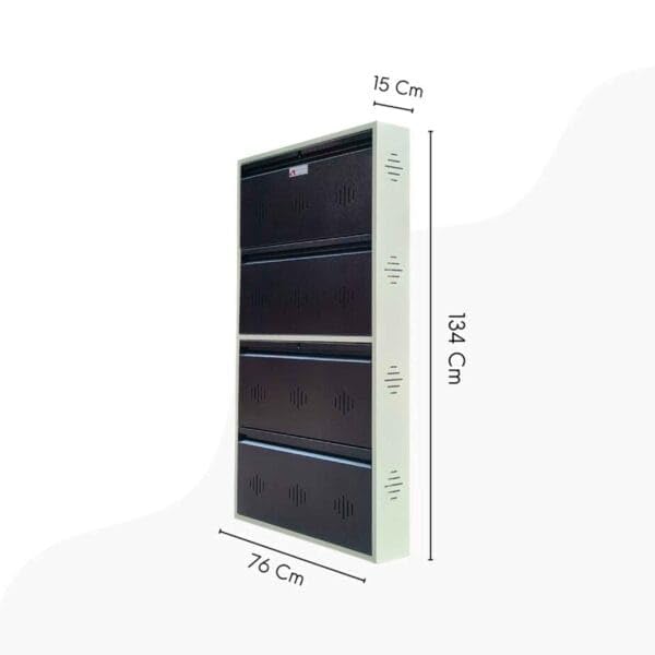 Image of StayHappy Metal Shoe Rack | 4 Door Metal Shoe Rack | Footwear Rack for Home | Office | School | wall Mounted Rack (Dark Brown)