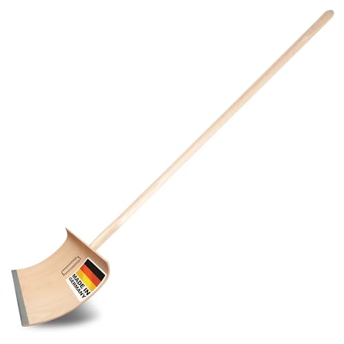 SHW-FIRE | Schneeschieber mit 50cm Schaufel und 150 cm Ovalstiel, Schaufel mit 5-Fach verleimtem Sperrholz mit Aluminium-Schutzkante Premium Schneeschaufel mit Buchenholzstiel | Made in Germany