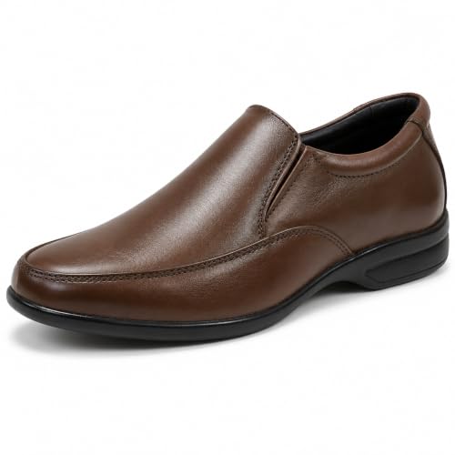 Image of Formal Leather Slipon Shoe for Men | Premium Brown Office and Party Footwear | Comfortable Classic Dress Shoes