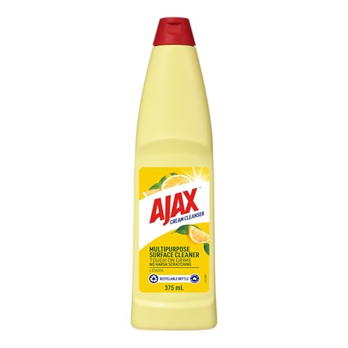 Ajax Cream Cleanser, 375mL, Lemon, Kitchen and Bathroom Cleaner, Tough on Grime