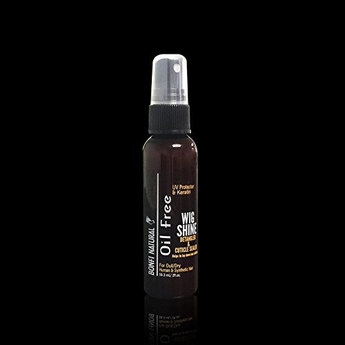 Bonfi Natural Oil Free Wig Shine Detangler and Cuticle Sealer helps to lay down hair Cuticles UV Protector and Keratin For Dull/Dry human and synthetic hair (59.3 mL/ 2 fl oz)