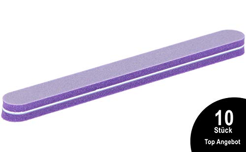 99nails 10 Stück Profi Buffer Nagelfeile Gerade Lila Nagelstudio Buffer Feile 100/180 Körnung Profibuffer – Bild 6
