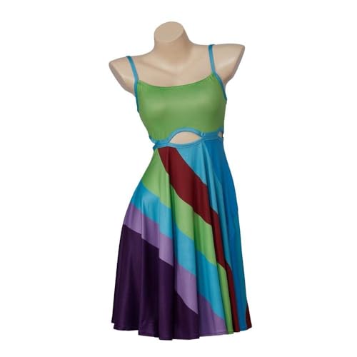 Women's 13 Going On 30 Rainbow Sexy Mini Dress Vintage Print Bodycon Multicolor Cut-Out Dress2