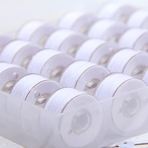 ThreadArt 25 piezas bobinas preenhebradas hilo blanco miniatura 3