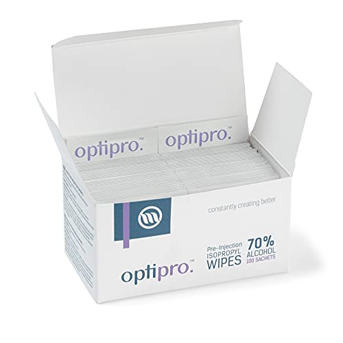 OptiPro Pre-Injection Wipes (x100) - Individually Wrapped Disposable Medical Skin Cleaning Easy-Tear 70% Isopropyl Alcohol Sachet (100 Wipes) (Packaging May Vary) (100 Wipes) - Image 2