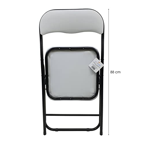 THE SECRET HOME - Pack de 1, 2, 4 y 6 Sillas Plegables Acolchadas - Asiento Auxiliar para el Hogar - Ideal para Cocina, Comedor, Salón, Dormitorio - 44 x 46 x 79 cm (2, Blanco/Negro) - imagen 5