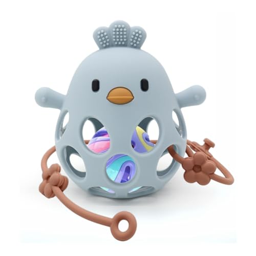 MuyPetit Sonajero bebe 0-3 meses, juguete montessori bebe 0-6, Mordedores bebes 6-12 meses, Pelota sensorial bebe, juguetes bebe 9 meses, Juguete bebe, Sonajero Mordedor bebe, regalo bebe (PackAzul)