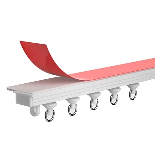 Tringle à rideau de douche adhésive plafond rail blanc salon 2m - 3