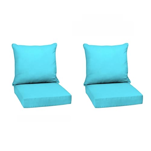 Image of Arden Outdoor Deep Seat Cushion Set (2-Pack), 24 in x 24 in, Weather-Proof, Rain-Proof, Fade Resistant Patio Cushion for Chair, Sofa, and Couch Pool Blue Leala